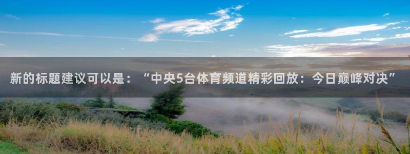 178体育app官网下载比赛直播：新的标题建议可以是：“中央5台体育频道精彩回放：今日巅峰对决”